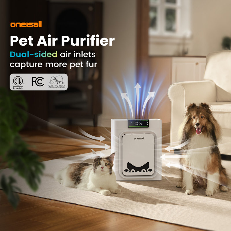 Oneisall HEPA Air Purifier For Pets Home: Washable Double Side Filter,Air Quality Auto Monitor, 2-8 Hours Sleep Timmer,4 Speed Fan For 2200Ft² Large Room  for Dander, Odors, Allergens, Pet Fluff Hairs,Pollutants, Smoke, and Dust
