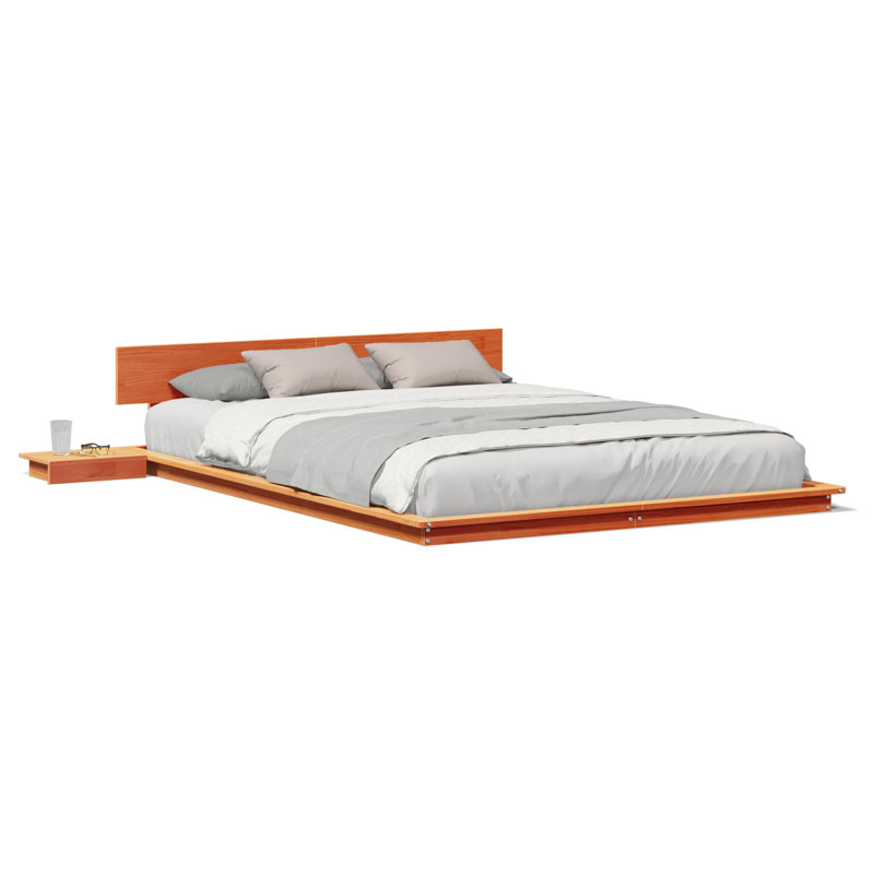 Solid Wood Bed, European Kingsize (160 x 200 cm), Wax Brown