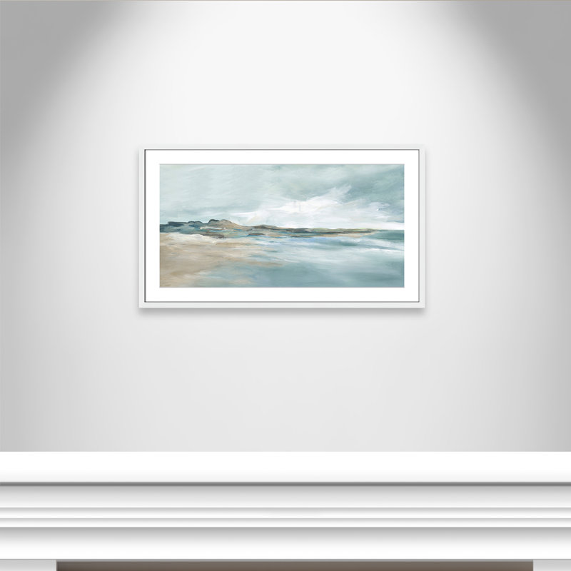Imprimé Sandpoint par Carol Robinson, Blanc, Reproduction encadrée avec passe-partout, H 20,5 po x l 35,5 po x P 1,25 po