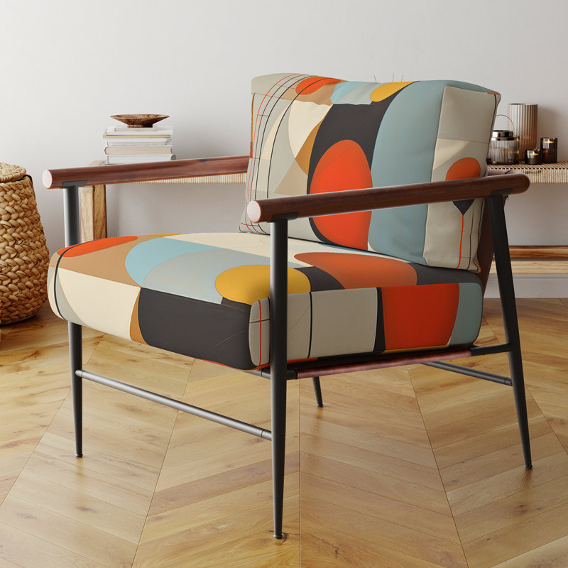 Fauteuil d'appoint rembourré Serendipity Mid-Century Geometrics I, Noir