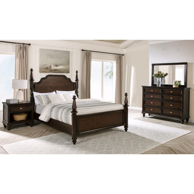 Aneeq 4-piece Eastern King Bedroom Set Dark Oak