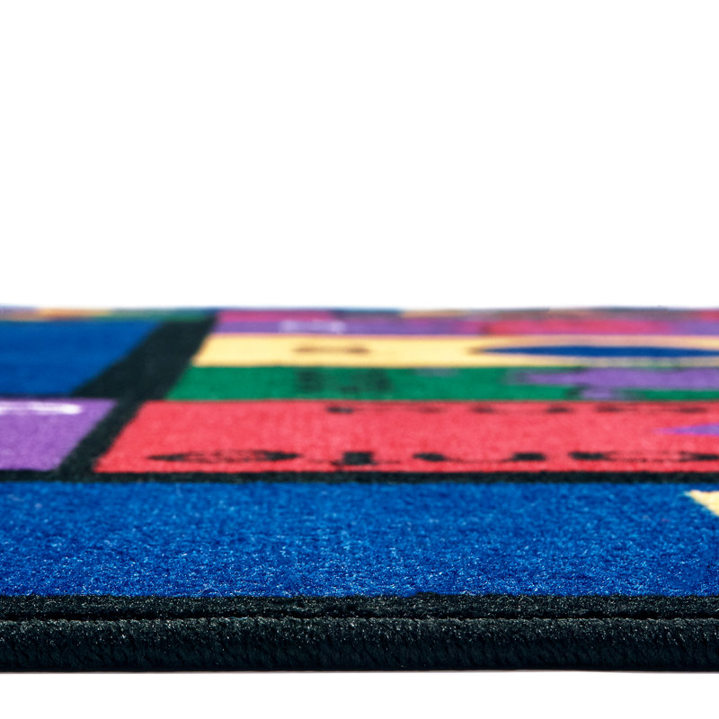 Tapis bleu / rouge touffeté de qualité supérieure, Rectangle 5 pi 10 po x 8 pi 4 po