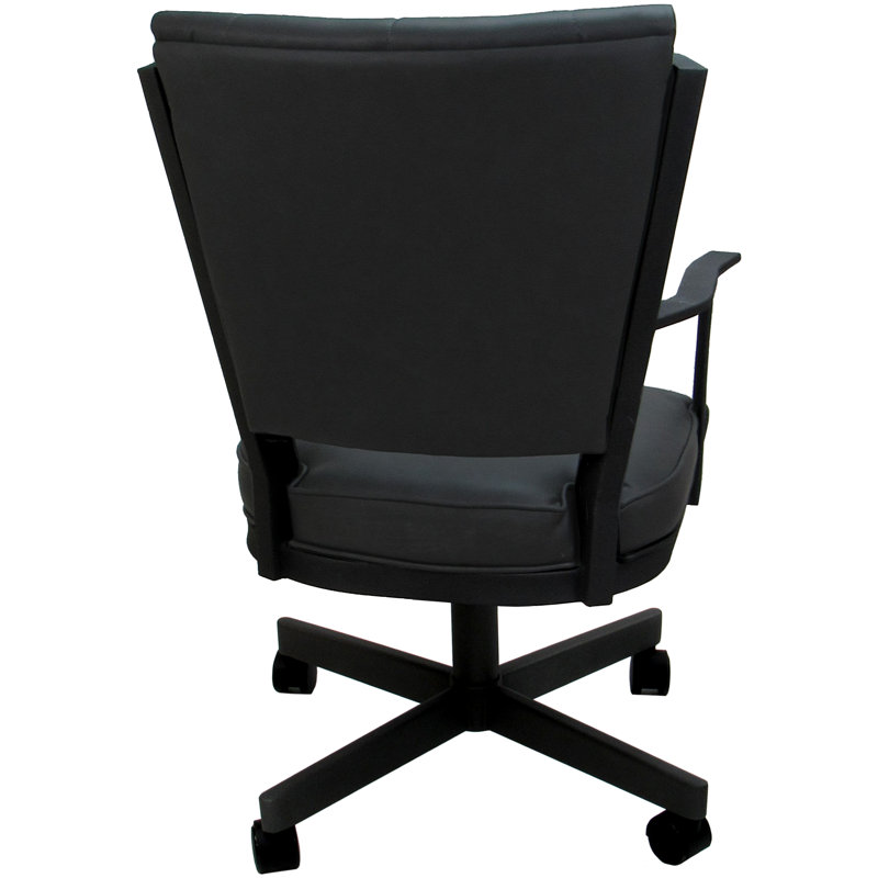Danyael Metal Dining Caster Chair with Arms, Black, Gray