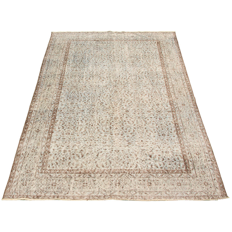 Tapis décoratif en laine brun noué à la main 5 pi 9 po x 10 pi one-of-a-kind Deshonia