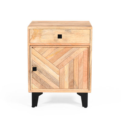 Vintage Style Solid Mango Wood Nightstand With Gliding Drawer, Natural Tone, Quick And Easy Setup, 14" Wide X 18" Deep 24" High Simple Assembly, W D H
