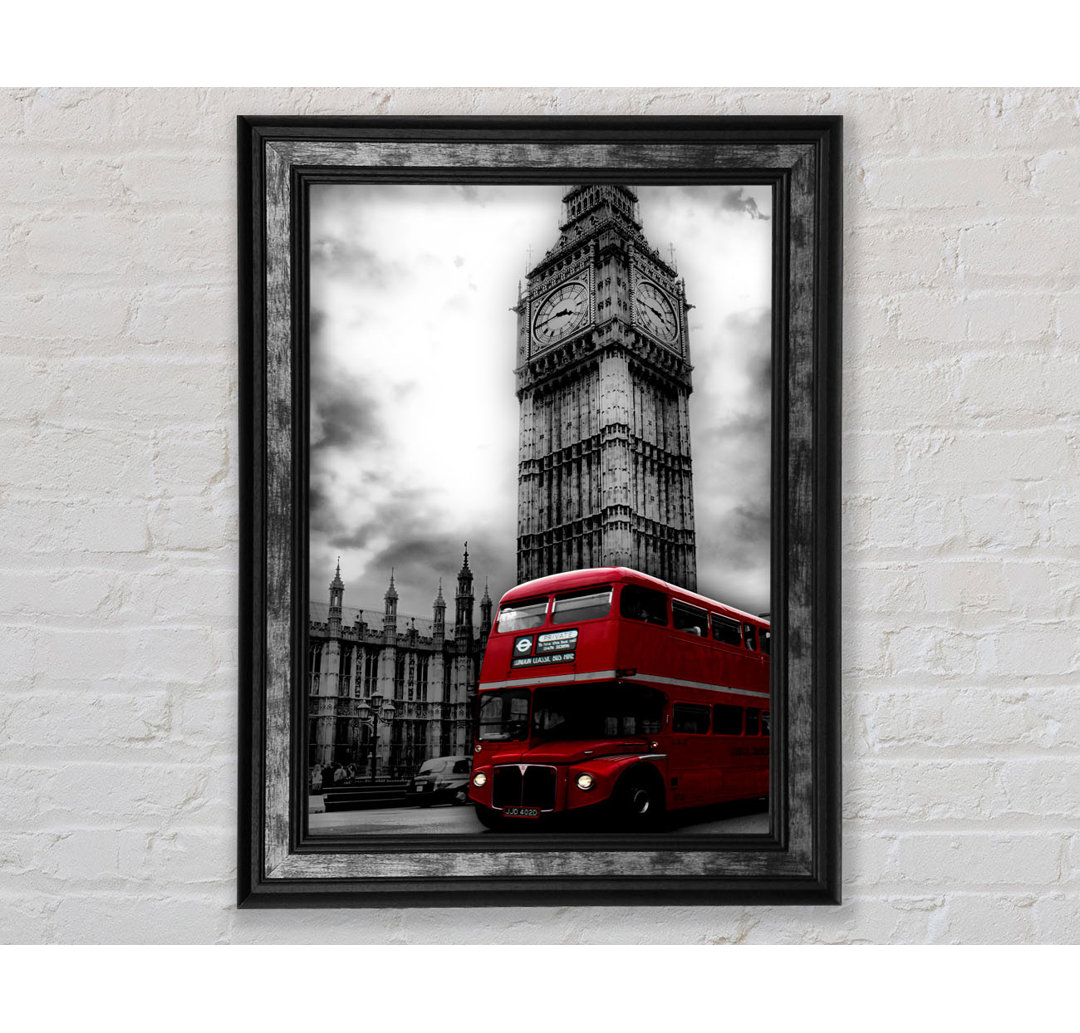 Roter Londoner Bus Big Ben B N W - Einzelner Bilderrahmen Kunstdrucke