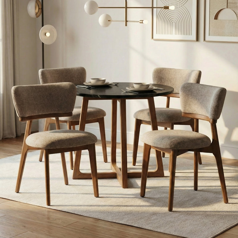 Chaise d'appoint rembourrée en bois massif, Brun
