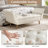 Upholstered Velvet Bench, End Of Bed Bench With 2 Pillows, Upholstered Button Tufted Ottoman,Footstool With Rolled Arms, Foot Rest With Solid Wood Legs, For Entryway, Living Room ,Dining Room,Beige-730311161-730311163