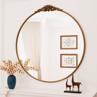 Stourbirdge Vintage 1.2" D Iron Round Wall Mirror 