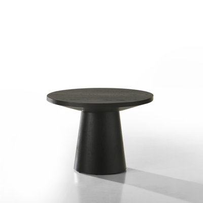 Black 22"W Round End Table With Pedestal Base