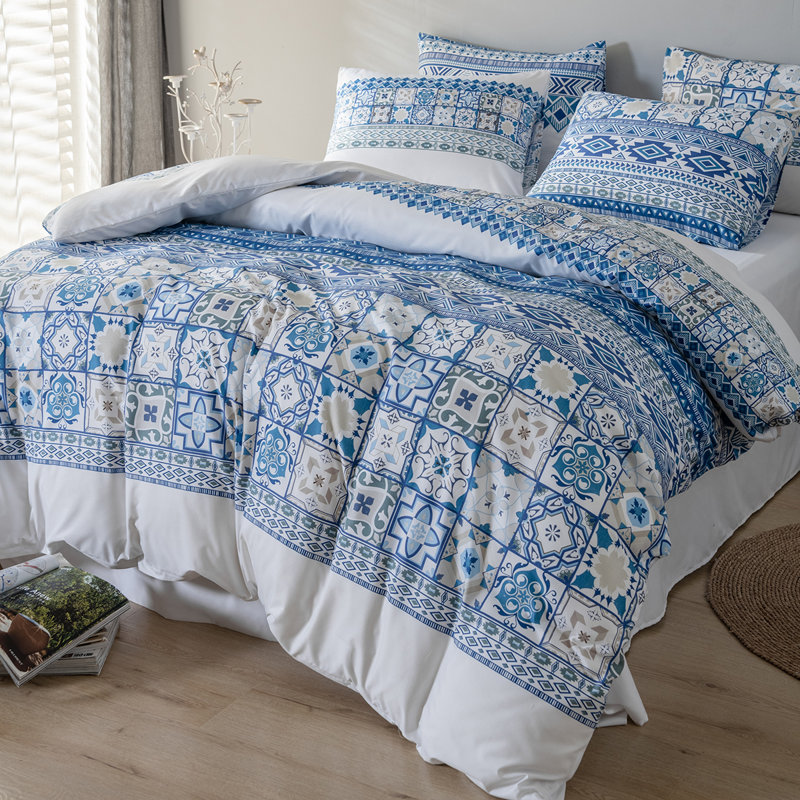 Geometric Shapes Duvet Cover, Queen Duvet Cover + 2 Standard Pillowcases