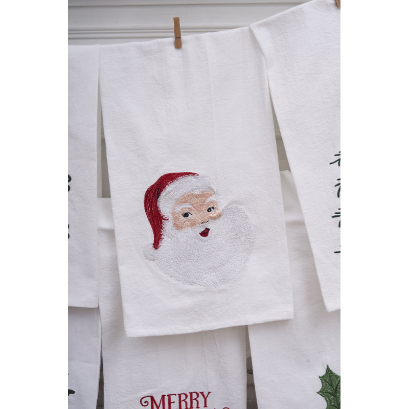 Torchon 100% coton Vintage Christmas Santa Claus