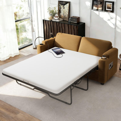Full Size Sleeper Sofa Bed with Mattress for Couch, Soft Removable Cover, Corduroy Pull Out Sofa Bed Mattress, Supportive Seat Pad for RV, Bed, Dorm