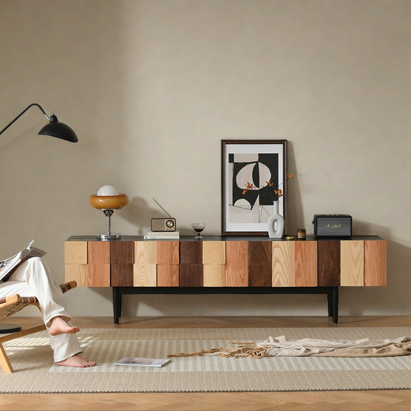 Meuble télé de style nordique médiéval, 82.68"