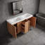 Meuble-lavabo autoportant avec double lavabo en résine SMC, 3 tiroirs, tablettes en U et poignées cachées