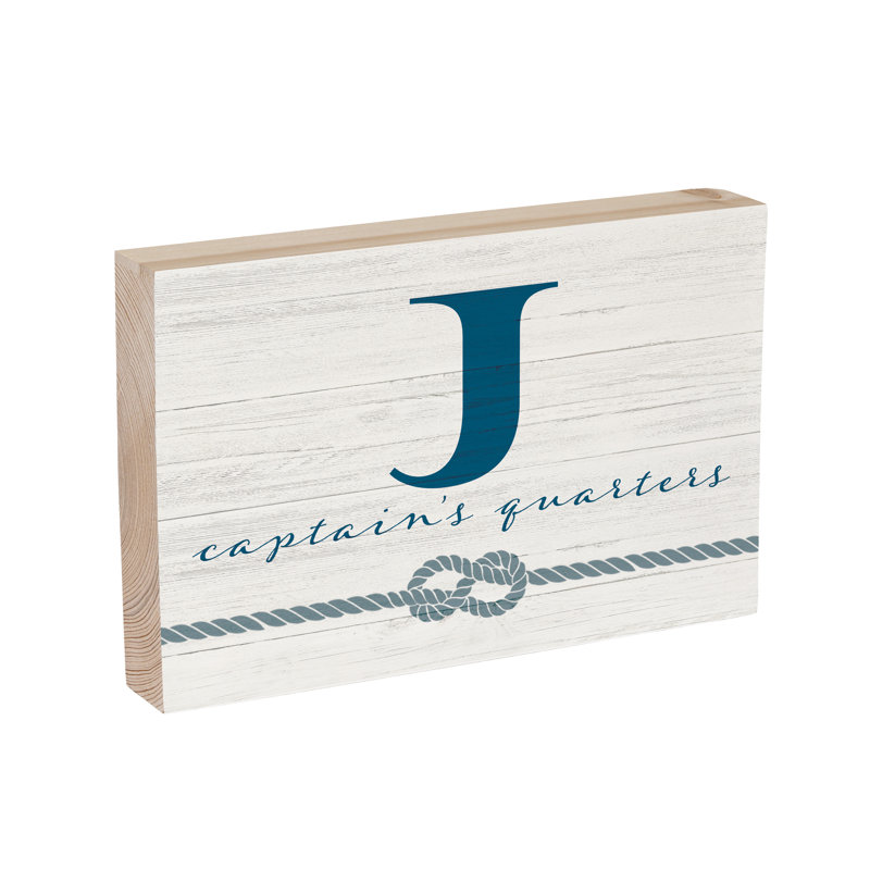 Capitaine en bois côtier monogramme 12 po x 8 po