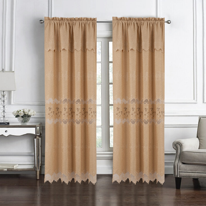 Rideau de fenêtre en macramé brodé Alice, Doré