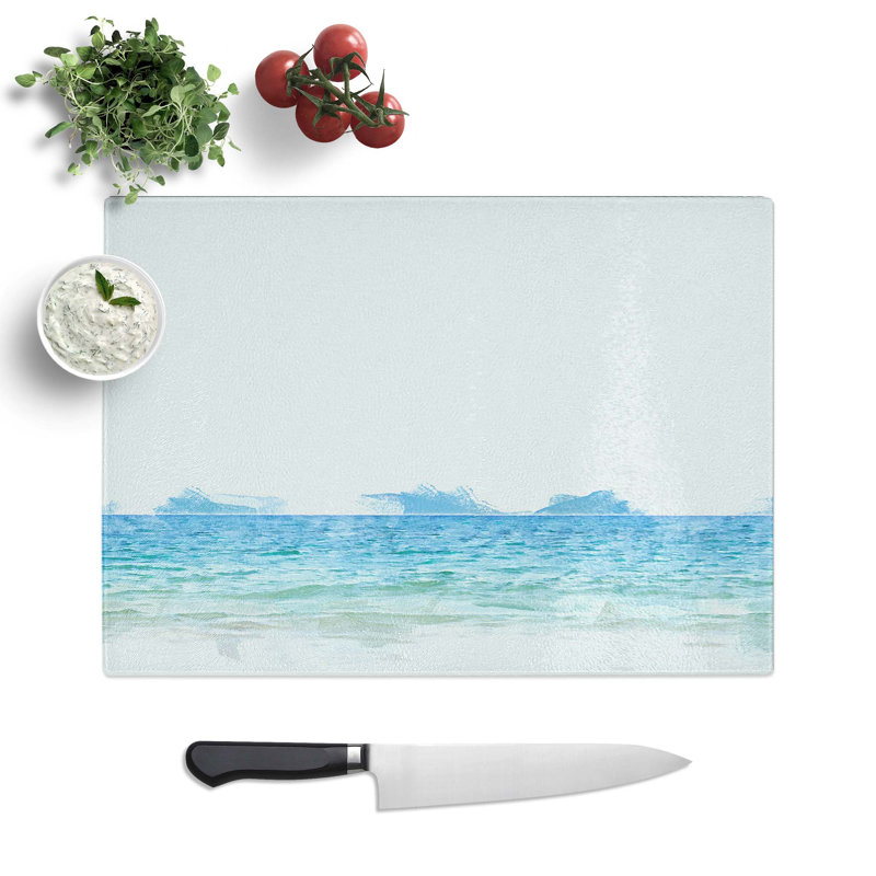 Tempered Glass Sea to the Sky Chopping Board, 39 cm W x 28.5 cm L