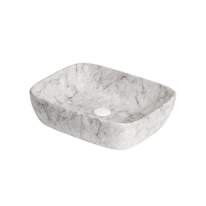 Petit lavabo de salle de bain en marbre blanc de 19 pouces (comptoir seulement)