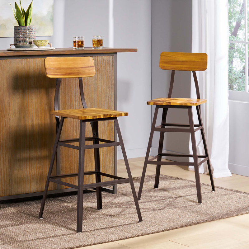 Tabouret de bar en bois massif Cem