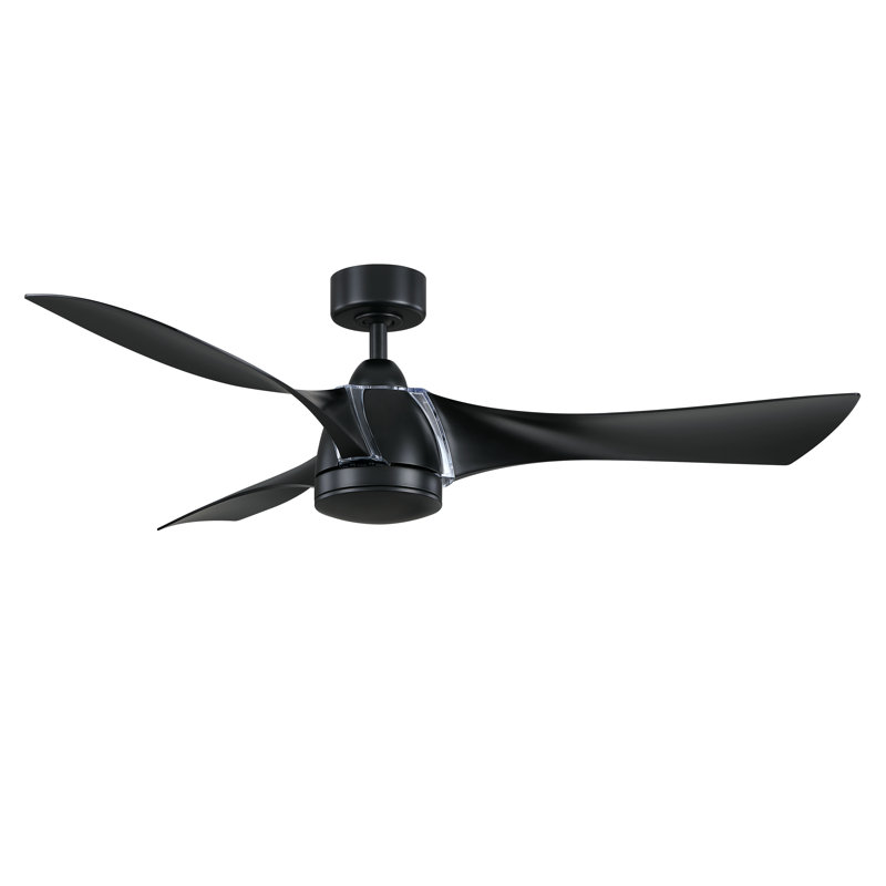 Klear 56 inch Indoor/Outdoor Smart Ceiling Fan with LED CCT Select Light Kit and Remote Control - Black with Black blades
