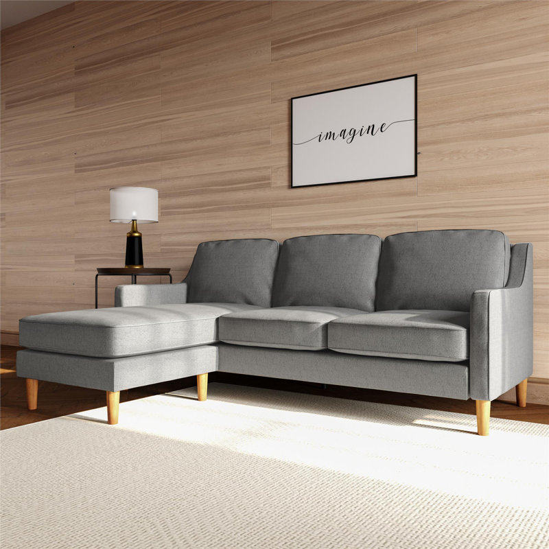 Upholstered Sectional, Grey Linen Blend
