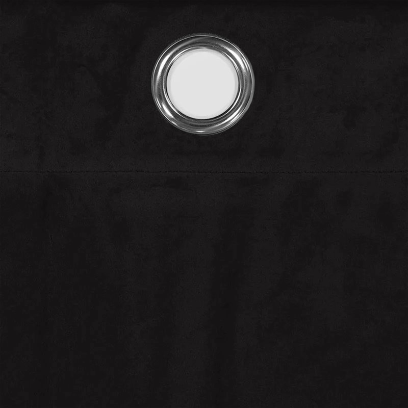 Myron Heavy Crushed Velvet Eyelet Room Darkening Thermal Drape Curtains, 168cm Width x 183cm Drop, Black