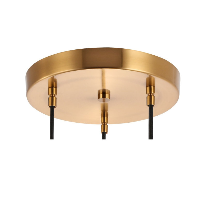 Suspension rectangulaire 3 lumières grappe Thiede, Laiton, Halogène
