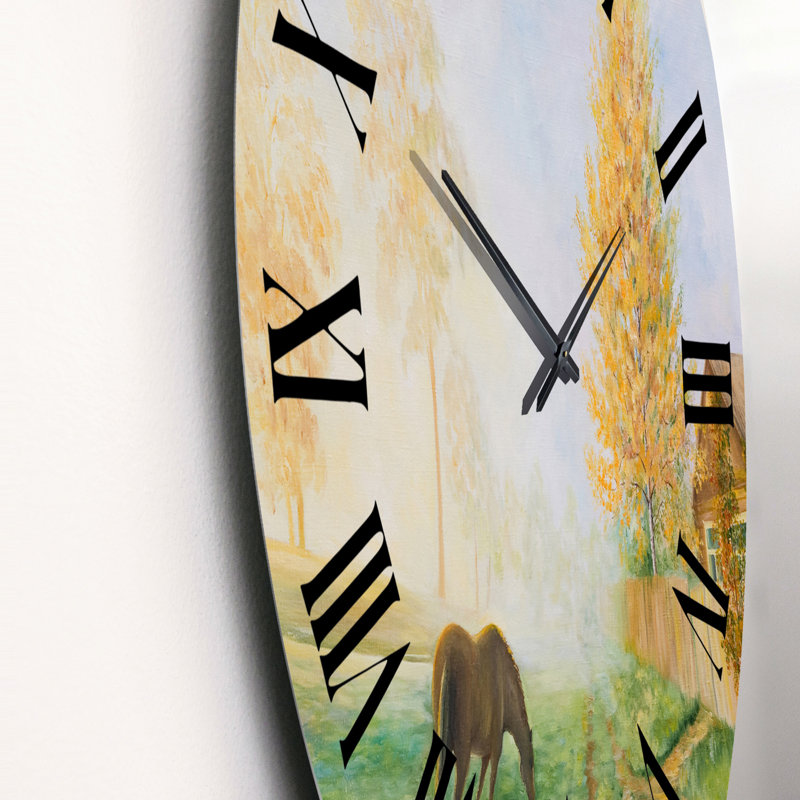 Horloge murale dans un paysage champêtre, Moyen