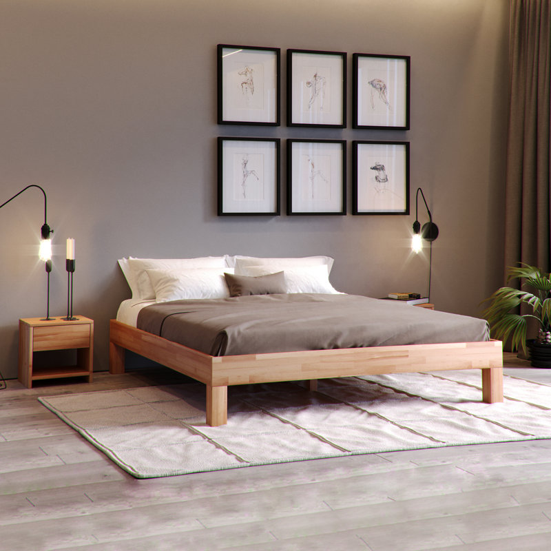 Kalida Jana Solid Wood Bed in Beech, European Double (140 x 200 cm)