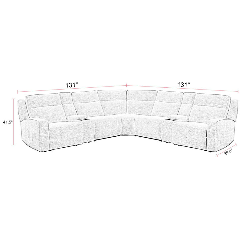 Conners 7 Piece Zero Gravity Power Reclining Sectional with Power Adjustable Headrests