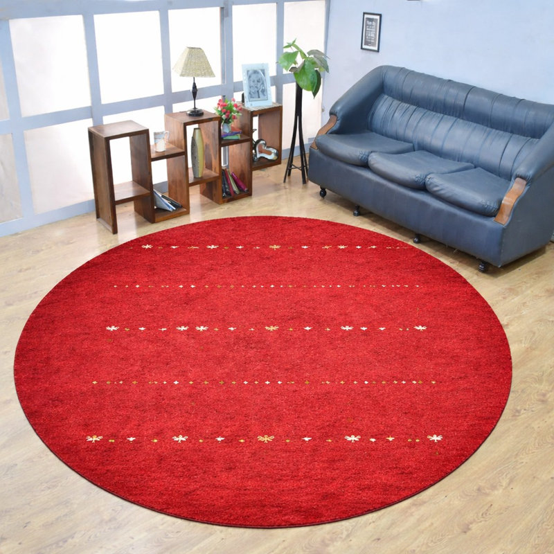 Tapis écologiques tissés à la main Maggiemae, Rouge, Rond 6 pi