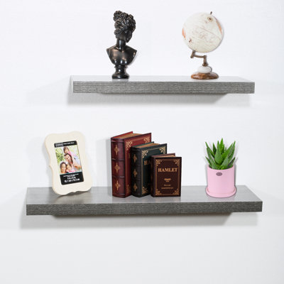 Ensemble de 2 tablettes flottantes en chêne noir Antaniya - 23,5 po