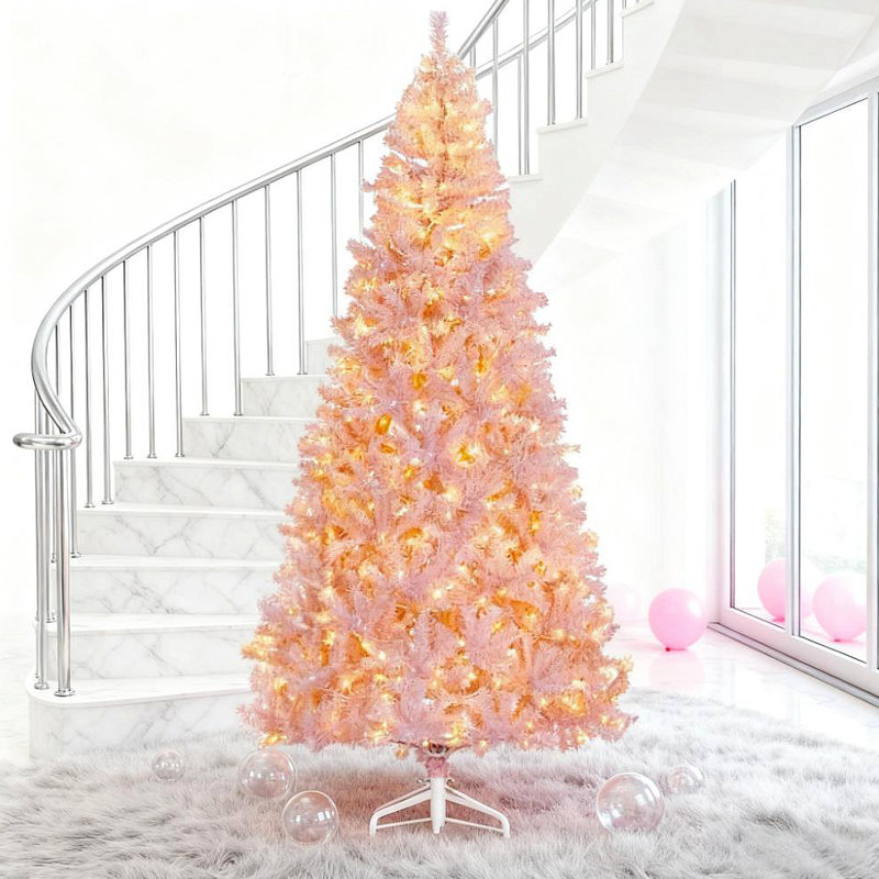 Arbre de Noël artificiel avec branches réalistes, lumières DEL chaudes, H 7,5 pi