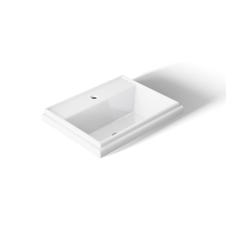 Tresham® Ceramic Rectangular Drop-In Bathroom Sink with Overflow