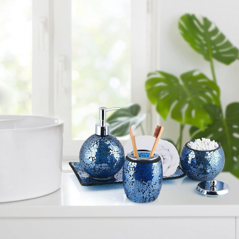 Mosaic Glass Bathroom Accessory Set
