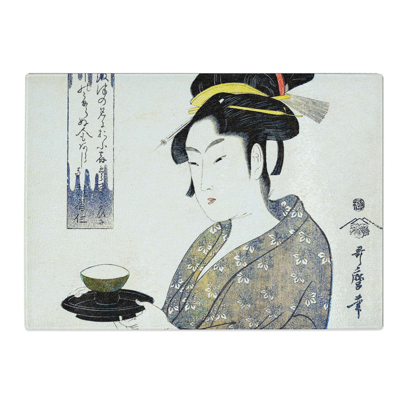 Tempered Glass Serving Tea by Kitagawa Utamaro Chopping Board, 28.5 cm x 20 cm