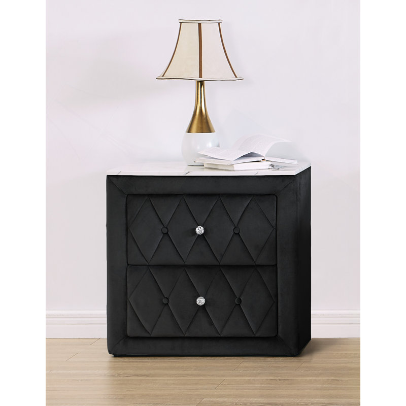 Table de chevet moderne et moderne en bois gris avec table de chevet 2X tiroirs