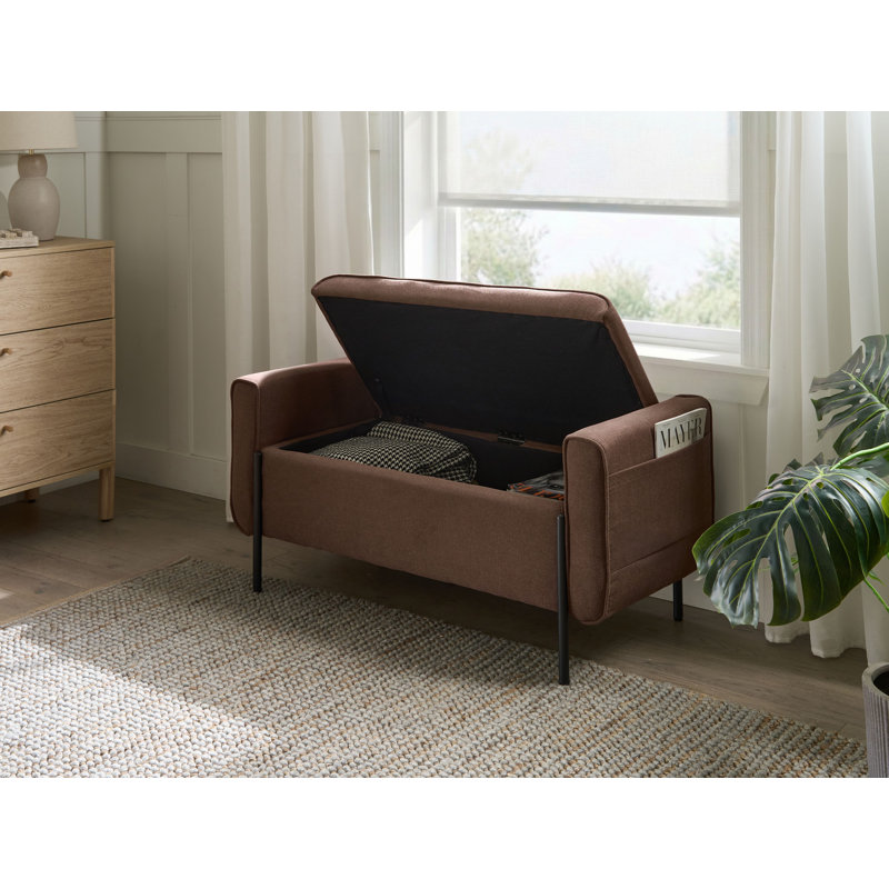 Fabric Upholstered Bench, Brown