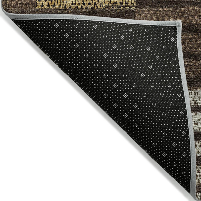 Tapis intérieur lavable à rayures ivoire et doré 10 pi x 14 pi chocolat
