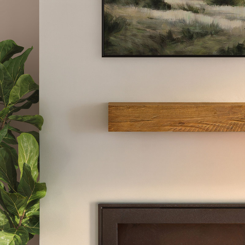 Camden Rustic Fireplace Shelf Mantel, 60", Medium Wood