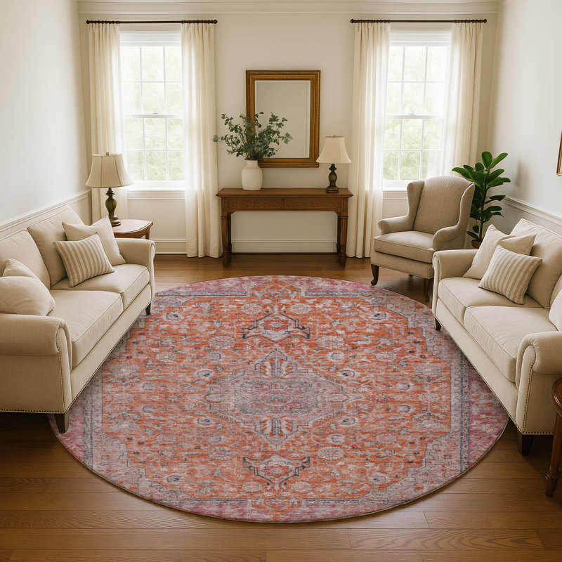 Premium Machine Washable Baford AMF1651 Global Rug, Round 8'