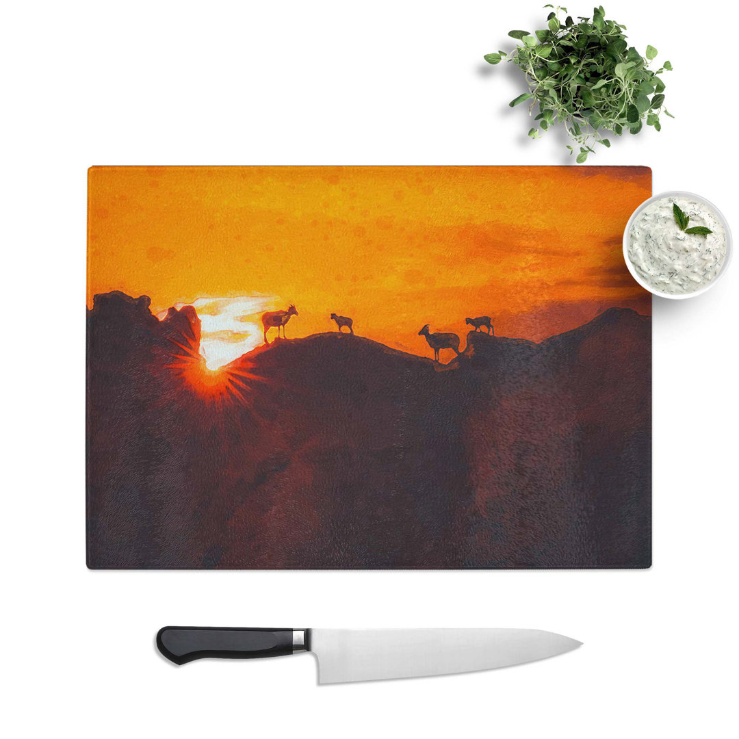 Glass Goats Upon The Mountain in Abstract Chopping Board
