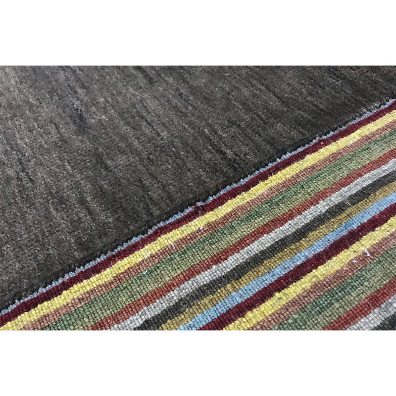 Wool Geometric Area Rug in Beige