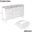 Commode 3 tiroirs 4 tablettes noires, avec grille rayée et métal, pour salon
