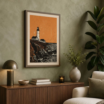 Lighthouse on Stone Coastal - Wrapped Canvas