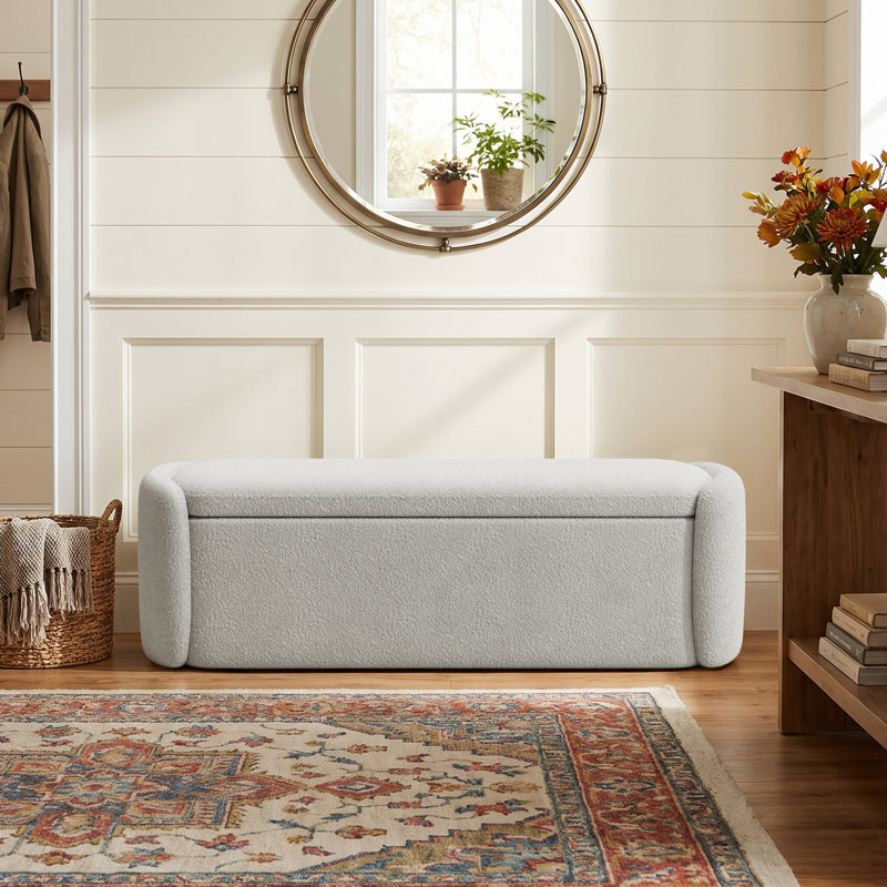 Banc de rangement rembourré 51,4 po Teddy Teddy, Gris