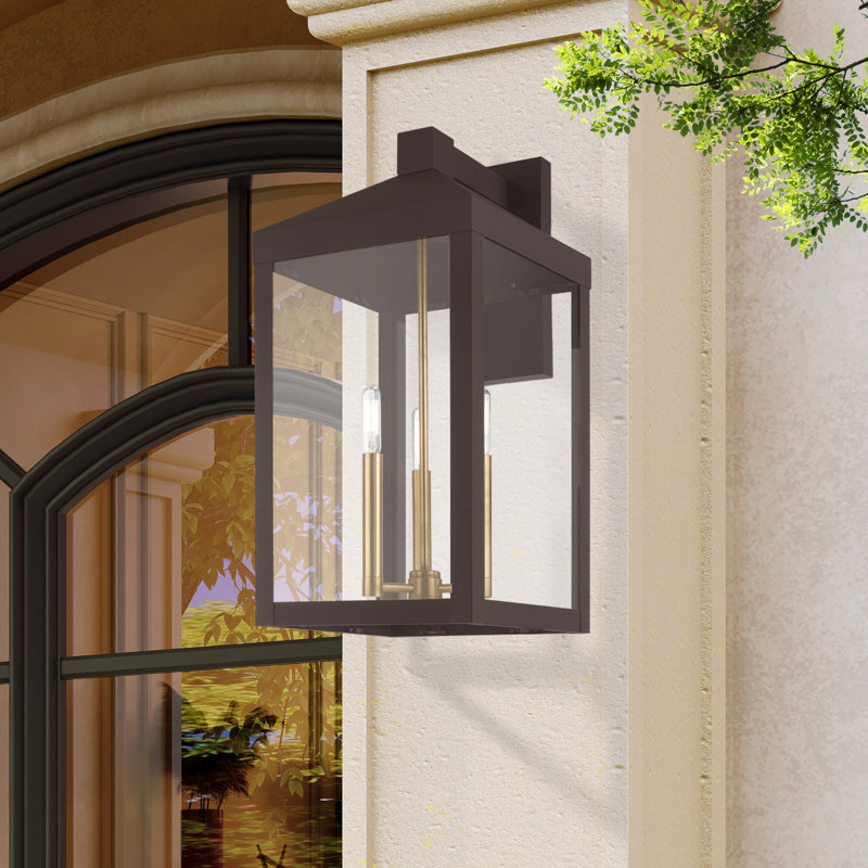 Lanterne murale d'extérieur 3 lumières Bartek, Bronze, H 21,75 po x l 10,5 po x P 12,5 po