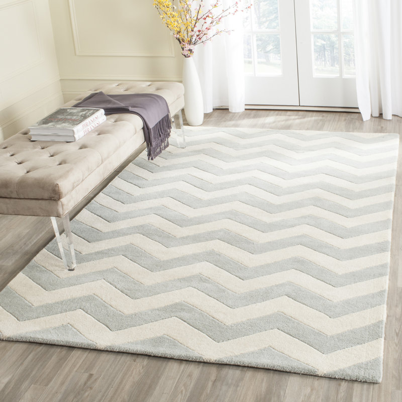 Teresita Hand Tufted Wool Chevron Rug, Rectangle 5' x 8'
