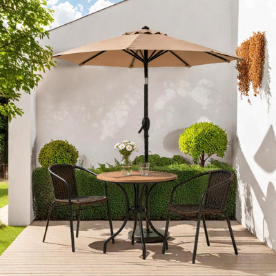 Parasol de marché de 7,5 pi avec bouton-poussoir, relevage à manivelle et évent pour terrasse de jardin